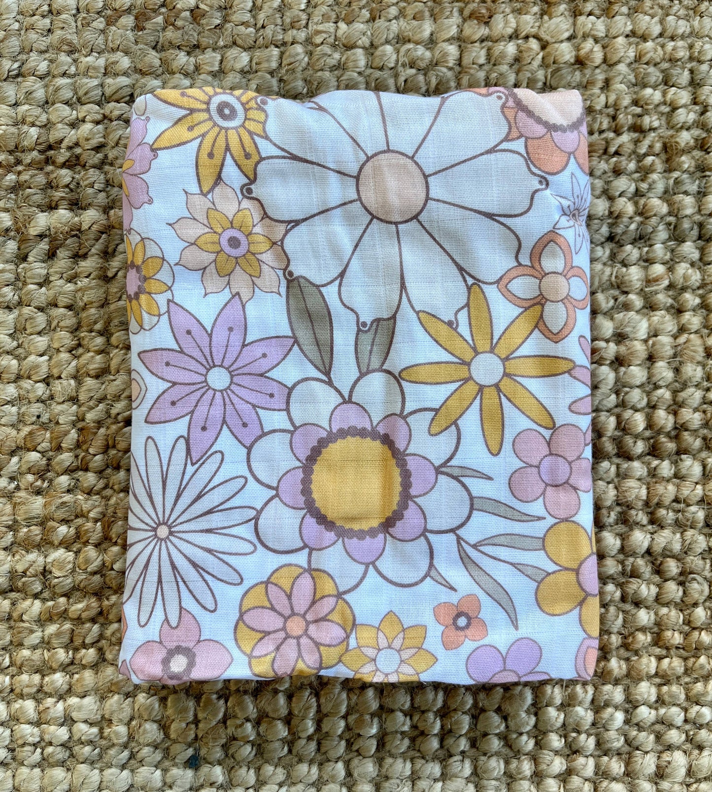 Groovy Floral Swaddle Blanket  |  Flower Muslin Baby Blanket