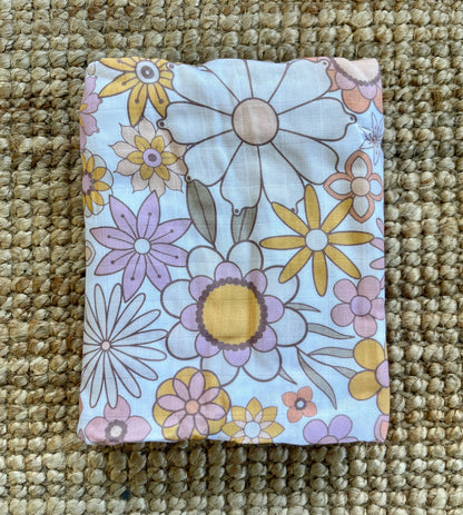 Groovy Floral Swaddle Blanket  |  Flower Muslin Baby Blanket