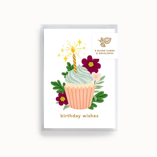 Birthday Wishes Cupcake | Mini Greeting Card | Boxed Set of 8