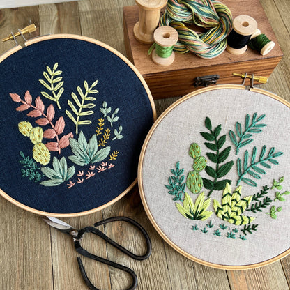 Houseplants Embroidery Kit: Navy