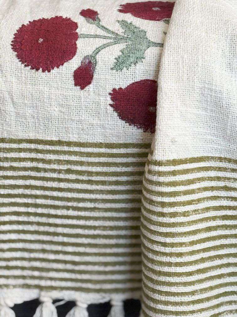 Maroon Floral | Throw Blanket