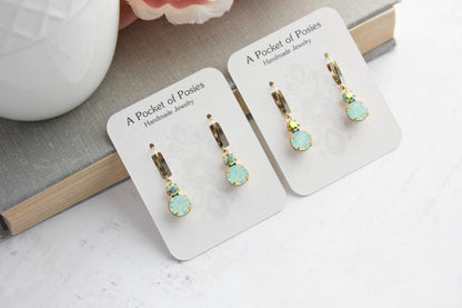 Small Earrings | Chrysolite Opal Glass | Mint Earrings | #233
