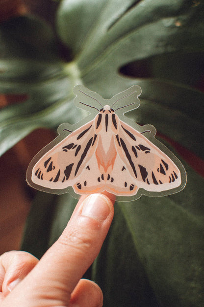 Pink Tiger Moth Sticker | Bug Lover Waterproof Vinyl Sticker