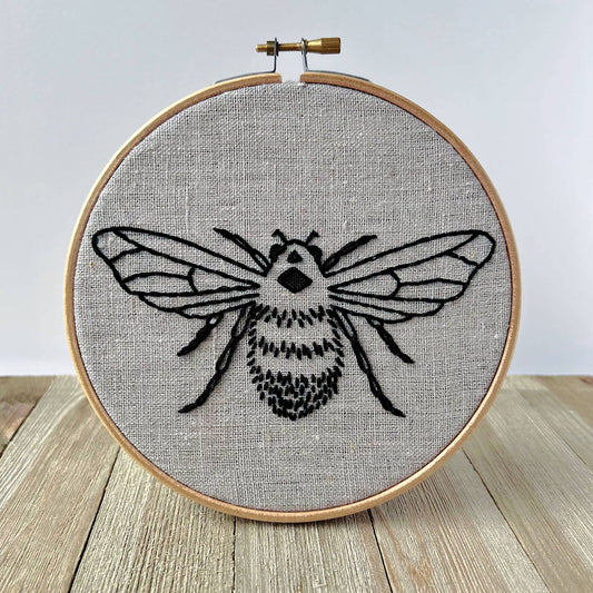 Bee Embroidery Kit: Natural/Black
