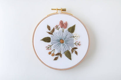 5" Beginner Floral Embroider Kit | Periwinkle Blooms