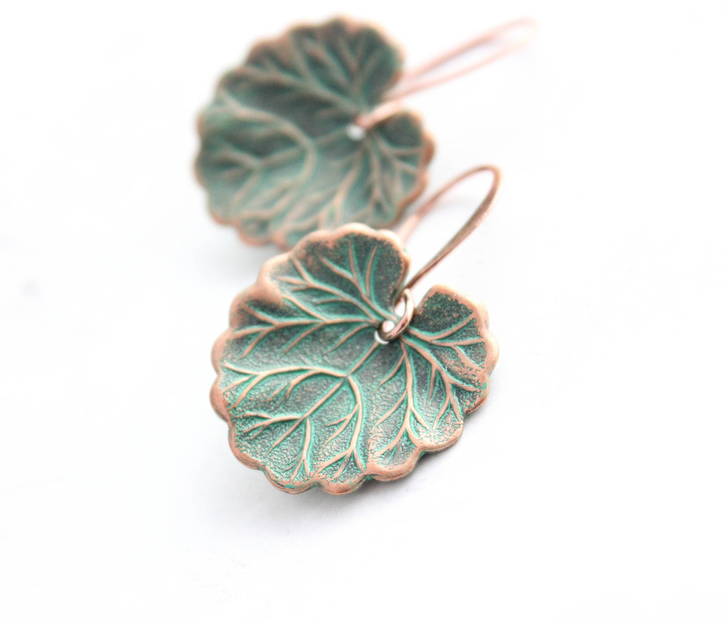 Lily Pad Earrings | Mint Patina Copper Earrings | #023