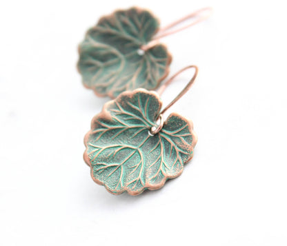 Lily Pad Earrings | Mint Patina Copper Earrings | #023