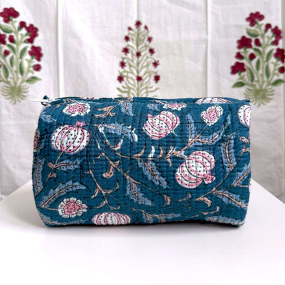Hand-Made Ink Blue Coloured Makeup Bag