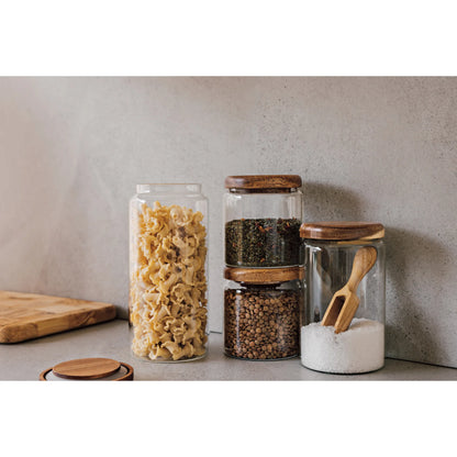 Glass Jar with Acacia wood Lid | 20 oz, 32 oz, 42 oz