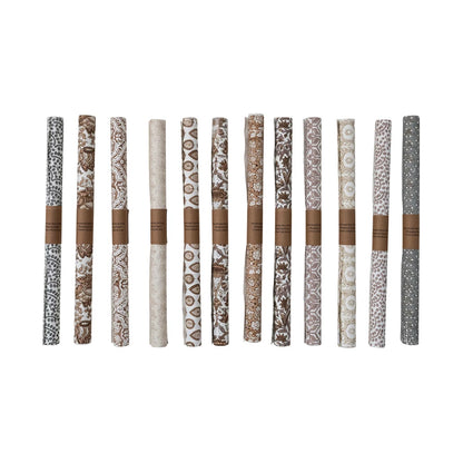 Handmade Block Print Recycled Gift Wrapping Paper (3 Sheets Per Roll)