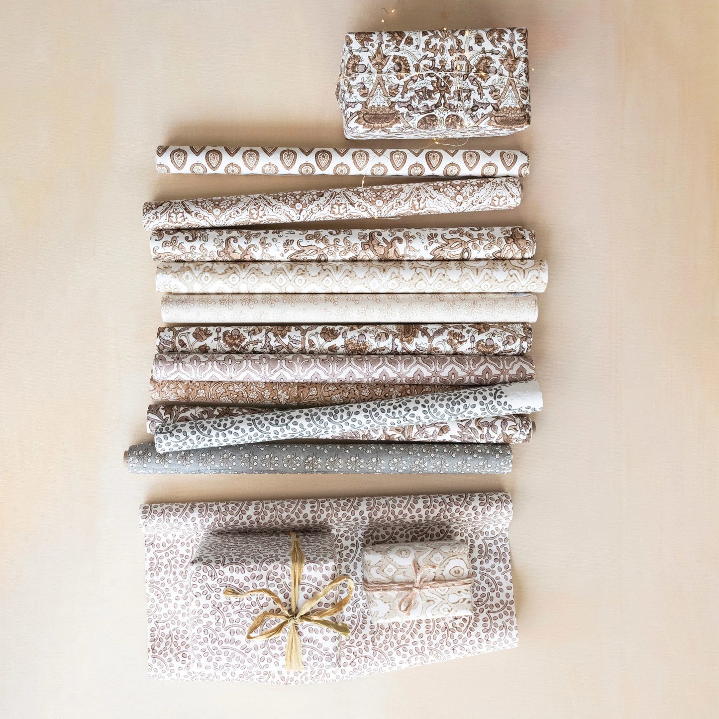 Handmade Block Print Recycled Gift Wrapping Paper (3 Sheets Per Roll)